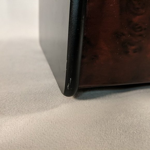 Wooden Remote Control Holder Spinning Rotating Brown Black Caddie Desk Organiser - Picture 12 of 15